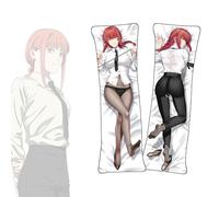 Housse de Coussin Chainsaw Man Makima Dakimakura Housse de Coussin Double Face en Tissu Peluche Court pour Corps animé