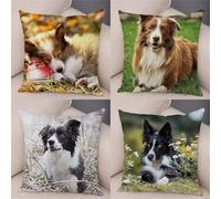 Housse de Coussin Chiens de Berger 45x45cm,Lot de 4 Décoratives pour canapé Taie d'oreiller,Moderne Housse de Coussin en Velours pour Patio Extérieur Jardin Blench Salon