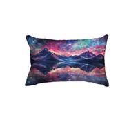Housse de Coussin Ciel étoilé Taie d'oreiller 50x60 cm Lot de 1 en Lin Coussin Decoratif avec Fermeture éclair Invisible Taie Oreiller Rectangulaire pour Decoration Maison Automne, Montagne Q9-736