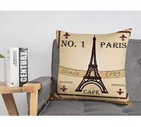 Housse de Coussin City Tower Breakfast Paris Vintage Hot France Food Grunge Drink Design Spring Vacation Yellow Cafe Housses de Coussin Confortables 45,7 x 45,7 cm pour lit, Voiture, Salon