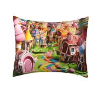 Housse de coussin confortable à imprimé Candy Land pour chambre à coucher, canapé, voiture, décoration d'intérieur, polyvalente, fermeture éclair facile