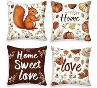 Housse de Coussin Coton Doux, 45x45 cm Lot de 4 Housses de Coussins Décoratives pour Canapé Et Lit, Feuilles D'Érable D'Automne Disponible En Plusieurs Tailles, Confortable Facile À Entretenir C5855