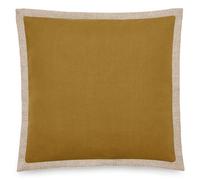 Housse de coussin coton et lin 45x45 cm LUZIA finition volant en jute jaune foin