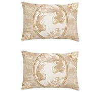 Housse de Coussin Couleur Crème Housse Coussin Salon de Jardin Exterieur Poissons Rectangulaire Lin Impermeable Taie Oreiller Double Sided Printing Decoration Maison Automne Decoration 30x50cm M-646