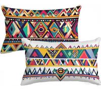 Housse de Coussin Couleur Housse Coussin Exterieur Lin Bohème Taie Oreiller 40x80 Lot de 2 Double Face Impression avec Fermeture Eclair Caché pour Jardin Decoration Chambre Salon Cadeau Femme,Model344