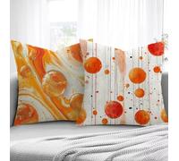 Housse de Coussin Couleur Orange Housse Coussin Exterieur Abstrait, Taie d'oreiller 65x65cm Protege Oreiller Lot de 2 Tissu Doux Lavable avec Fermeture éclair Invisible Pour Chambre Décoration R1-213