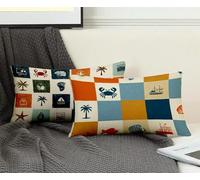 Housse de Coussin Couleur Orange Taie d'oreiller 40x75 Lot de 2, Taie Oreiller Plage Coussin Rectangulaire Double Face Impermeable avec Fermeture Éclair Invisible pour Decoration Maison -ly2508DL