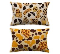 Housse de Coussin Couleur Orange Taie Oreiller 50x70 Lot de 2 Rectangulaire Coussin Imprimé Léopard,2026 Nouveau Velours Impression Recto Verso Protege Oreiller pour Maison Décoration Canapé O-117C