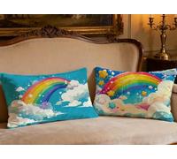 Housse de Coussin Couleur Oreiller 40x80cm Lot de 2 Velours Coussin Arc-En-Ciel,2026 Nouveau Rectangulaire Impression Recto Verso Taie Oreiller pour Decoration Maison Salon Intérieur Canapé Lit O-628B