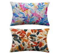 Housse de Coussin Couleur Taie Oreiller 80x100 Lot de 2 Rectangulaire Coussin Feuille,2026 Nouveau Velours Impression Recto Verso Protege Oreiller pour Maison Décoration Canapé Salon Chambre O-115C