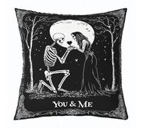 Housse De Coussin Couples De Squelettes Squelette Humain d'halloween 45X45Cm Housses Coussin Fermeture Éclair Invisible Respirant Taie Oreiller pour Lit Canapé Extérieure
