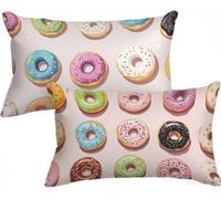 Housse de Coussin Cuisine Housse Coussin Donut Taie Oreiller 40x80 Lot de 2, Velour Protege Oreiller Double Face Impression avec Fermeture Eclair Caché pour Patio Jardin Decoration Chambre, Model243
