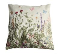 Housse de coussin de 45,7 cm en tissu de lin avec imprimé floral printanier, encre résistante à la décoloration et fermeture invisible (A)