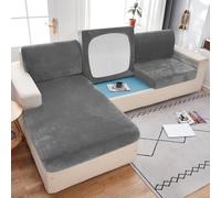 Housse De Coussin De Canapé De SièGe Extensible D'Angle 3 2 4 1 Places Housses De Coussin De Remplacement En Velours Pour Coussin/Dossier Individuel(Chaise Cover: L: 140-185cm- W: 85-95cm,Gray)