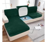 Housse De Coussin De Canapé De SièGe Extensible D'Angle 3 2 4 1 Places Housses De Coussin De Remplacement En Velours Pour Coussin/Dossier Individuel(Chaise Cover: L: 140-185cm- W: 85-95cm,Green)