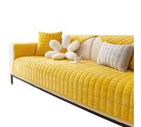 Housse de coussin de canapé en peluche épaisse, antidérapante et confortable pour l'automne et l'hiver, couleur unie, 70 x 70 cm, jaune