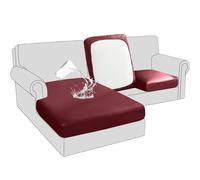 Housse de Coussin de Canapé, Housse Coussin D'assise Extensible Antidérapant Housse de siège de canapé pour canapé imperméable, Simili Cuir Housse de Coussin de Canapé (Très Grand 2 Places,Vin rouge)