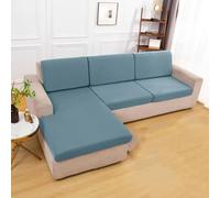 Housse de coussin de canapé imperméable et élastique - Pour animaux domestiques et enfants - Gris bleu - Taille M