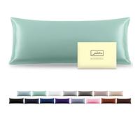 Housse de coussin de corps en soie de mûrier avec fermeture éclair, douce, respirante, lisse et rafraîchissante pour le sommeil (vert sauge, 50 x 137 cm, 1 pièce)