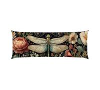 Housse de Coussin de Corps Fleurs de Libellule, taie d'oreiller pour traversin Long 40x145cm, avec Fermeture éclair Housse de Coussin en Velours Coussins maternité et d’Allaitement idéal y-698