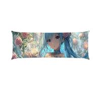 Housse de Coussin de Corps Rose Anime Fille, taie d'oreiller pour traversin Long 50x135cm, avec Fermeture éclair Housse de Coussin en Velours Coussins maternité et d’Allaitement idéal y-586