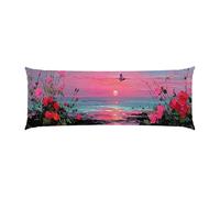 Housse de Coussin de Corps Sunrise Fleurs, taie d'oreiller pour traversin Long 40x150cm, avec Fermeture éclair Housse de Coussin en Velours Coussins maternité et d’Allaitement idéal y-719