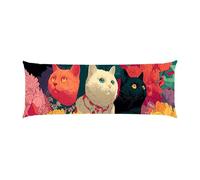 Housse de Coussin de Corps Trois Chats, taie d'oreiller pour traversin Long 50x140cm, avec Fermeture éclair Housse de Coussin en Velours Coussins maternité et d’Allaitement idéal y-721