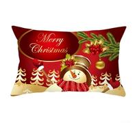 Housse de coussin de Noël 30 x 50 cm, peau de pêche, taie d'oreiller décorative douce avec motifs d'arbre, flocon de neige, renne et bonhomme de neige pour canapé, lit, chaise, jardin ou voiture