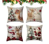 Housse de coussin de Noël, respirante et lavable, décoration de fête Père Noël, pour chaise, canapé, chambre à coucher, dortoir, appartement, bureau, chambre d'enfant et