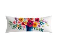 Housse de Coussin de Positionnement 35x105 cm naturel Taie en Velours pour Oreiller Corporel, Fermeture Éclair Invisible, Super Doux et Confortable, fleur Taie Longue Pour Dormir Sur le Côté 0E-836