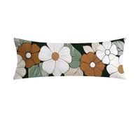 Housse de Coussin de Positionnement 35x105 cm naturel Taie en Velours pour Oreiller Corporel, Fermeture Éclair Invisible, Super Doux et Confortable, fleur Taie Longue Pour Dormir Sur le Côté 0E-825