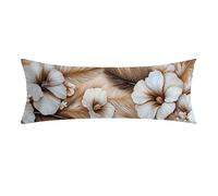 Housse de Coussin de Positionnement 35x105 cm naturel Taie en Velours pour Oreiller Corporel, Fermeture Éclair Invisible, Super Doux et Confortable, fleur Taie Longue Pour Dormir Sur le Côté 0E-839
