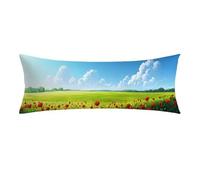 Housse de Coussin de Positionnement 35x105 cm rural Taie en Velours pour Oreiller Corporel, Fermeture Éclair Invisible, Super Doux et Confortable, fleur Taie Longue Pour Dormir Sur le Côté 0E-882