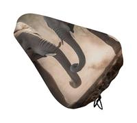 Housse de coussin de selle de vélo rembourrée douce et imperméable avec cordon de serrage - Motif deux éléphants - Pour vélo de montagne