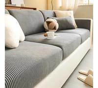 Housse De Coussin De Siège De Canapé Antidérapante-Housse De Siège Élastique Haute, Housse De Canapé Souple Velours Côtelé Coussins De Siège Dossier Couvercle De Protection Couleur Pure(Gray,65-85cm x