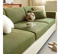 Housse De Coussin De Siège De Canapé Antidérapante-Housse De Siège Élastique Haute, Housse De Canapé Souple Velours Côtelé Coussins De Siège Dossier Couvercle De Protection Couleur Pure(Green,30-40cm