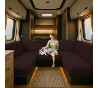 Housse De Coussin De Siège De Caravane, Jacquard Housse Banquette Camping Car, Housse De Coussin De Canapé Extensible pour RV Camper Car Bench Cover (brown1,W 225-275 cm, D45-65 cm)