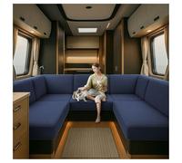 Housse De Coussin De Siège De Caravane, Jacquard Housse Banquette Camping Car, Housse De Coussin De Canapé Extensible pour RV Camper Car Bench Cover (blue1,W 90-130 cm, D 60-90 cm)