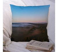 Housse de Coussin décoratif taie d'oreiller Coussin forêt Ciel Brouillard Saison d'été extérieur Montagne hauteurs Aube Printemps pin vallée lumière du Soleil Nature à partir d'un étui en Polyester