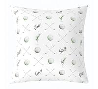 Housse de coussin décorative à imprimé balle de golf pour enfants, filles, garçons, adolescents, esquisses vertes, blanc doux, 40,6 x 40,6 cm (L x l)