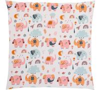 Housse de coussin décorative à motifs pour enfant - 40 x 40 cm - En coton bio - Avec fermeture éclair - Éléphants multicolores
