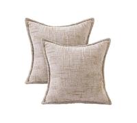 Housse de coussin décorative - ARTOID MODE - Lot de 2 - 45 x 45 cm - Effet lin texturé - Fermeture zip invisible