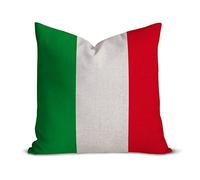 Housse de coussin décorative avec drapeau de l'Italie - 45,7 x 45,7 cm - Style vintage rétro rustique - En coton et lin - Pour maman, papa, amis