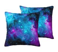 Housse de coussin décorative avec imprimé ciel étoilé violet pour canapé, salon