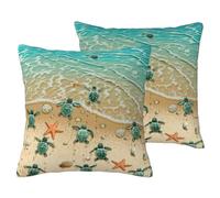 Housse de coussin décorative avec imprimé tortue et étoile de mer pour canapé, salon