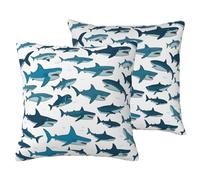 Housse de coussin décorative avec motif de requin avec différents gestes imprimés, housses de coussin décoratives pour canapé, salon