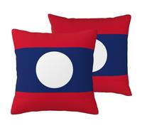 Housse de coussin décorative avec motif drapeau du Laos pour canapé, salon
