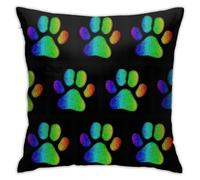 Housse de Coussin décorative carrée en Peluche avec Motif de Patte de Chat et Pois colorés et Lumineux, idéale pour Le Salon, Le canapé ou Le lit, 45,7 x 45,7 cm