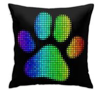 Housse de Coussin décorative carrée en Peluche avec Motif de Patte de Chat et Pois colorés et Lumineux, idéale pour Le Salon, Le canapé ou Le lit, 45,7 x 45,7 cm
