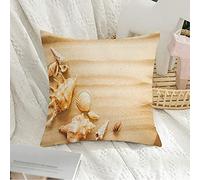 Housse de Coussin décorative carrée taie d'oreiller Copie Souple Coquillages légèrement enterré Plage Sable Animal Nature Espace idyllique Personnes Photographie Relaxation Housse de Coussin pour ca